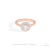 Round Cut Halo Engagement Lab Grown Diamond Ring in 18K Rose Gold - Ring on Hand View