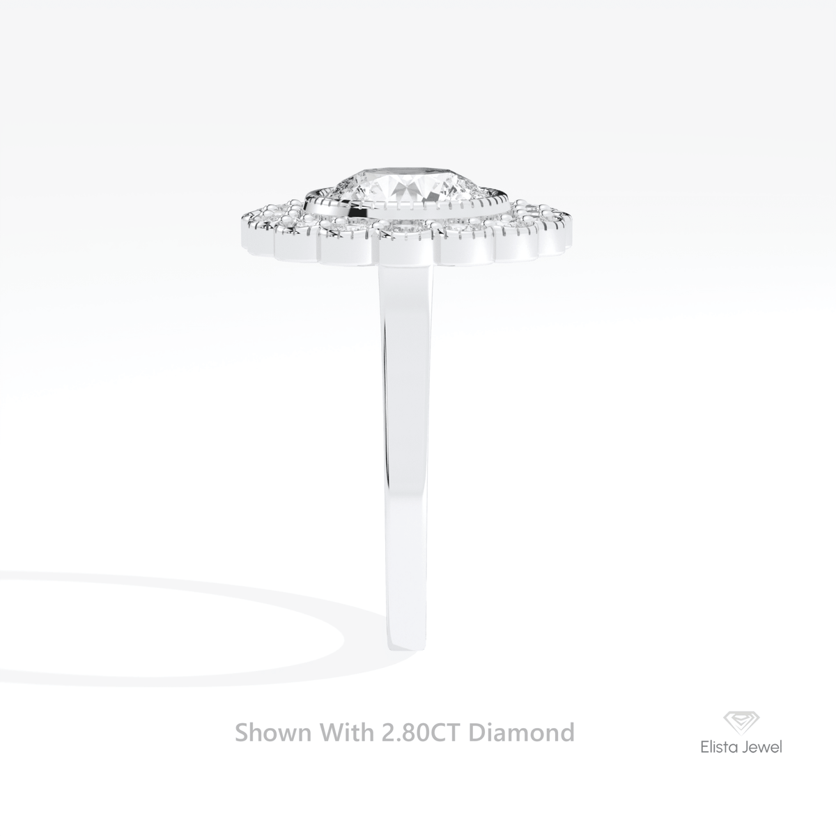 Round Cut Halo Engagement Lab Grown Diamond Ring in 18K Yellow Gold - Perspective View