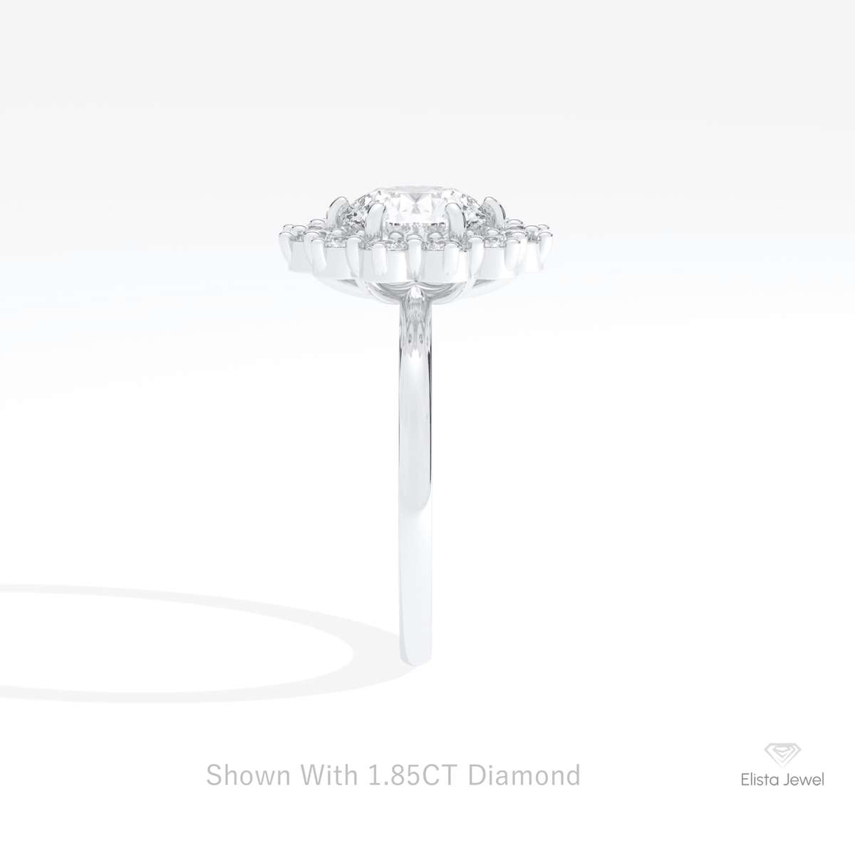 Round Cut Halo Starburst Lab Grown Diamond Ring in 18K Yellow Gold - Perspective View