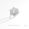 Round Cut Halo Starburst Lab Grown Diamond Ring in 14K Rose Gold - Profile View