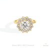 Round Cut Halo Starburst Lab Grown Diamond Ring in 18K Rose Gold - Ring on Hand View
