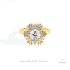 Round Cut Halo Starburst Lab Grown Diamond Ring in 18K Rose Gold - Ring on Hand View