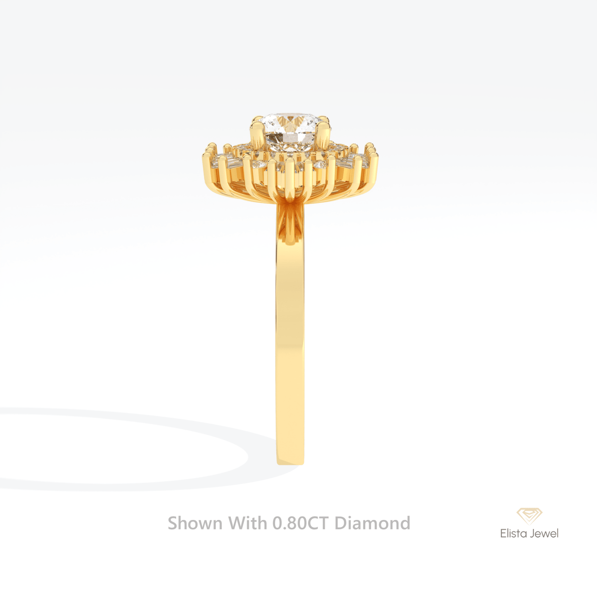 Round Cut Halo Starburst Lab Grown Diamond Ring - Additional View