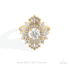 Round Cut Halo Starburst Lab Grown Diamond Ring in 14K Yellow Gold - Detail View