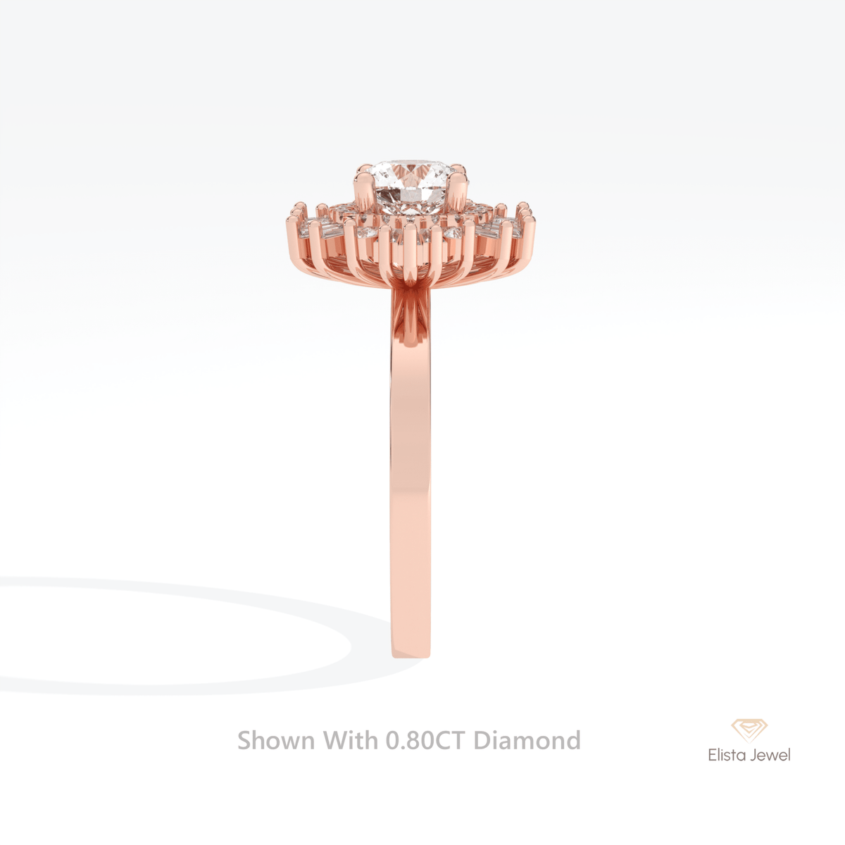 Round Cut Halo Starburst Lab Grown Diamond Ring in 14K White Gold - Top View
