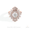 Round Cut Halo Starburst Lab Grown Diamond Ring in 18K Rose Gold - Ring on Hand View