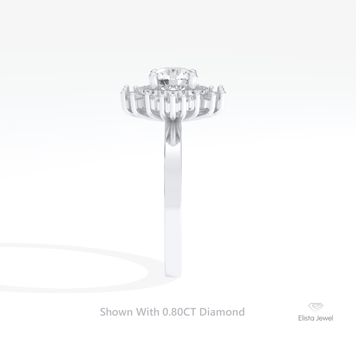 Round Cut Halo Starburst Lab Grown Diamond Ring in 18K Yellow Gold - Perspective View