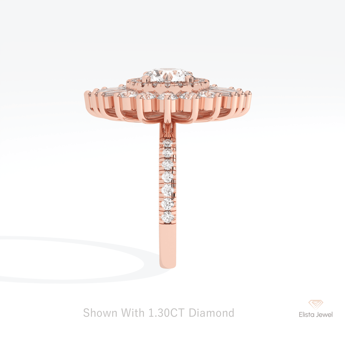 Round Cut Halo Starburst Lab Grown Diamond Ring - Additional View