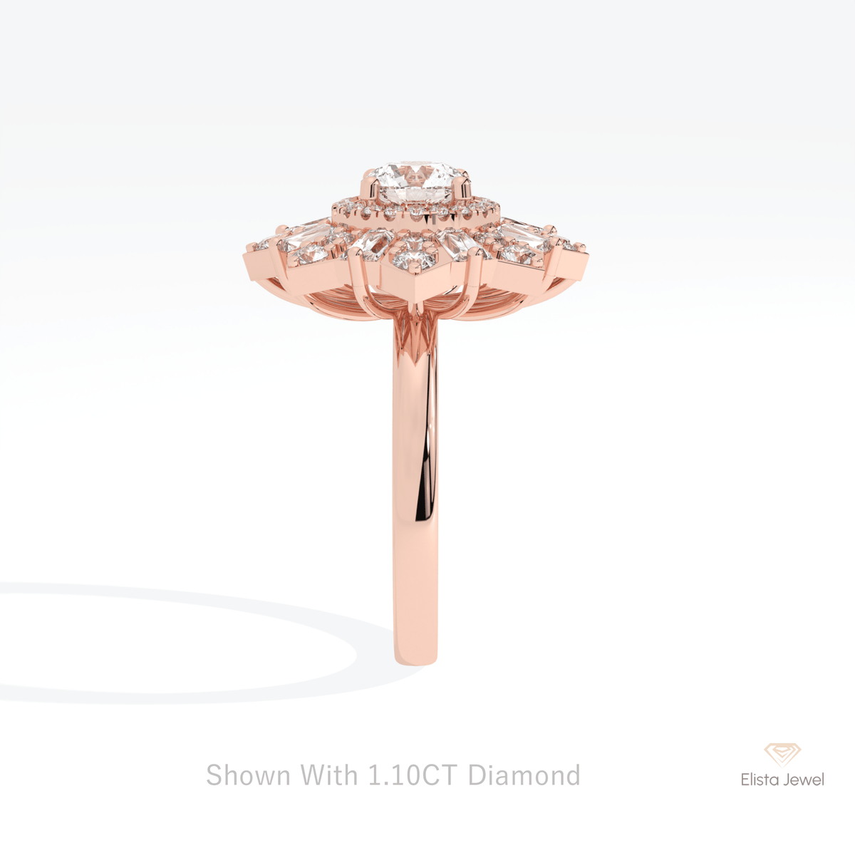 Round Cut Halo Starburst Lab Grown Diamond Ring - Additional View