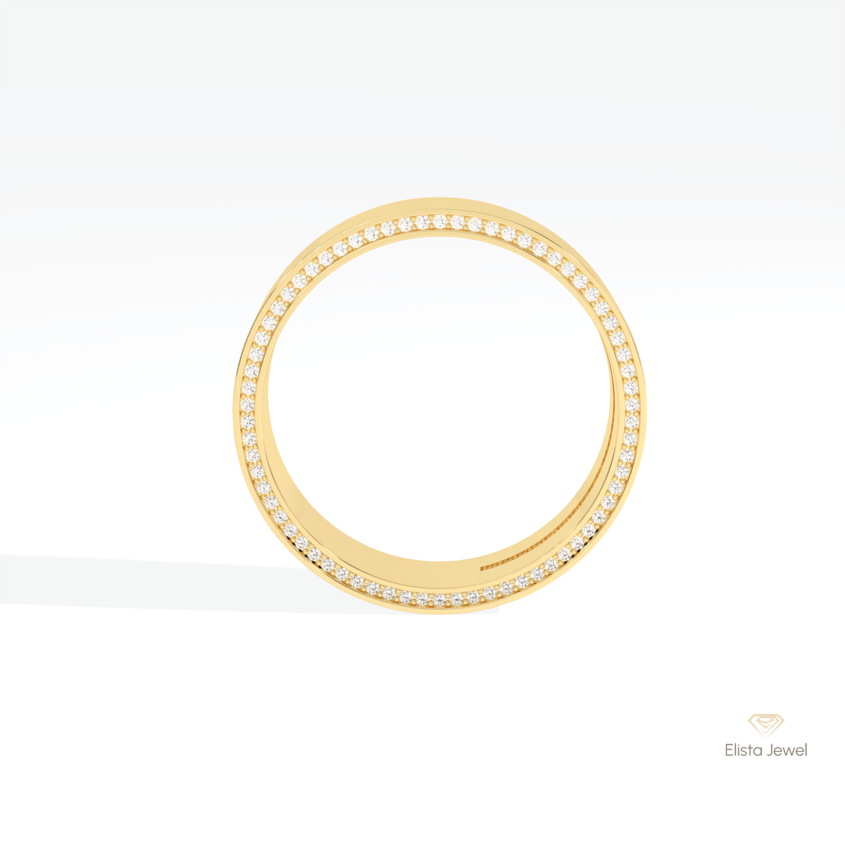 Round Cut Hidden Diamond Wedding Band in 10K Rose Gold - Angled View