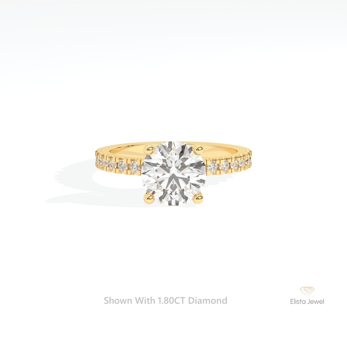 Round Cut Hidden Halo Engagement Lab Grown Diamond Ring in 18K Rose Gold - Ring on Hand View