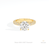 Round Cut Hidden Halo Engagement Lab Grown Diamond Ring in 18K Rose Gold - Ring on Hand View