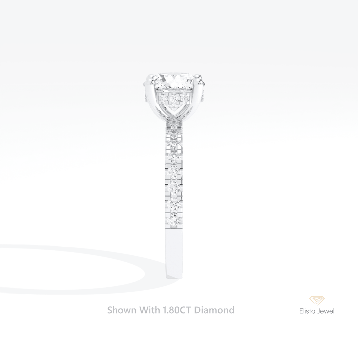 Round Cut Hidden Halo Engagement Lab Grown Diamond Ring in 18K Yellow Gold - Perspective View