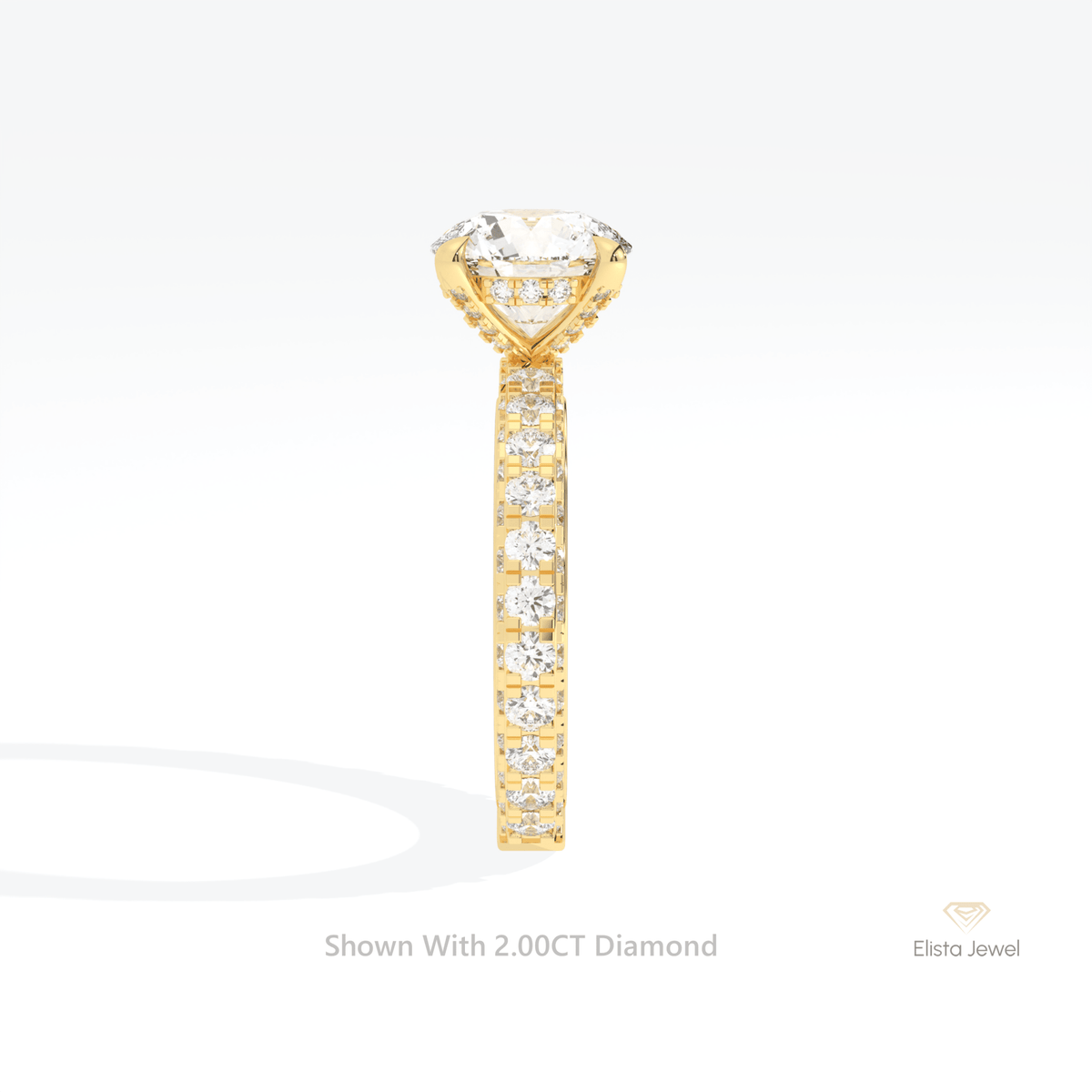 Round Cut Hidden Halo Engagement Lab Grown Diamond Ring - Additional View