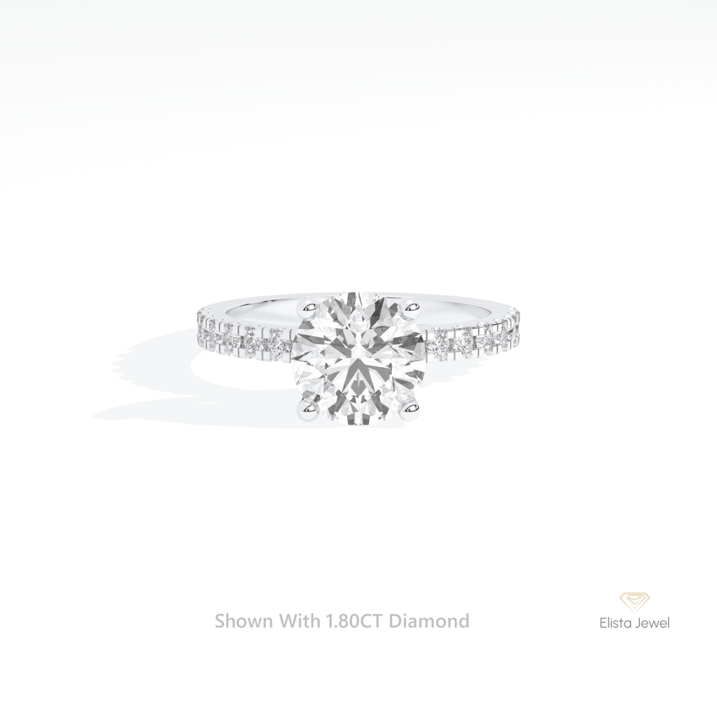 Round Cut Hidden Halo Engagement Lab Grown Diamond Ring in 14K Yellow Gold - Detail View