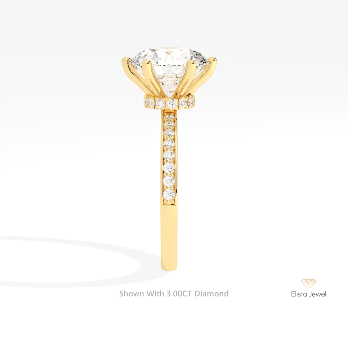 Round Cut Hidden Halo Engagement Lab Grown Diamond Ring - Additional View