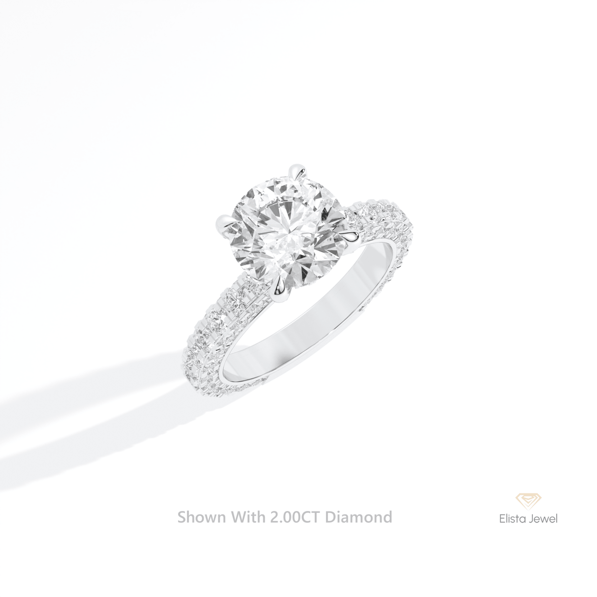 Round Cut Hidden Halo Engagement Lab Grown Diamond Ring in 14K Rose Gold - Profile View
