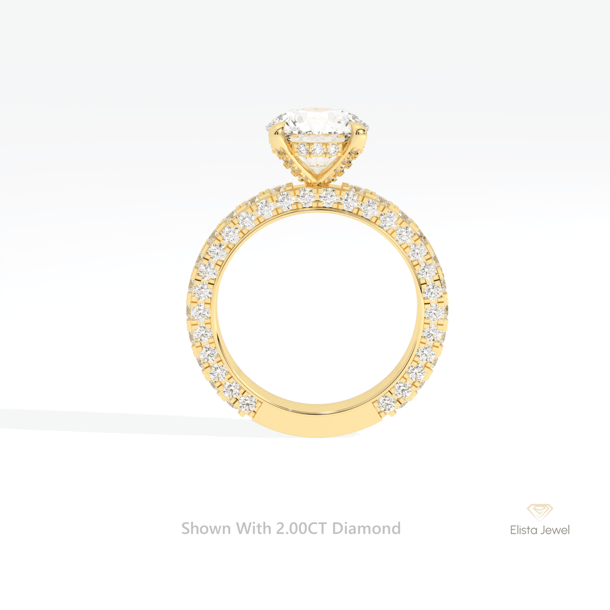 Round Cut Hidden Halo Engagement Lab Grown Diamond Ring - Alternative View