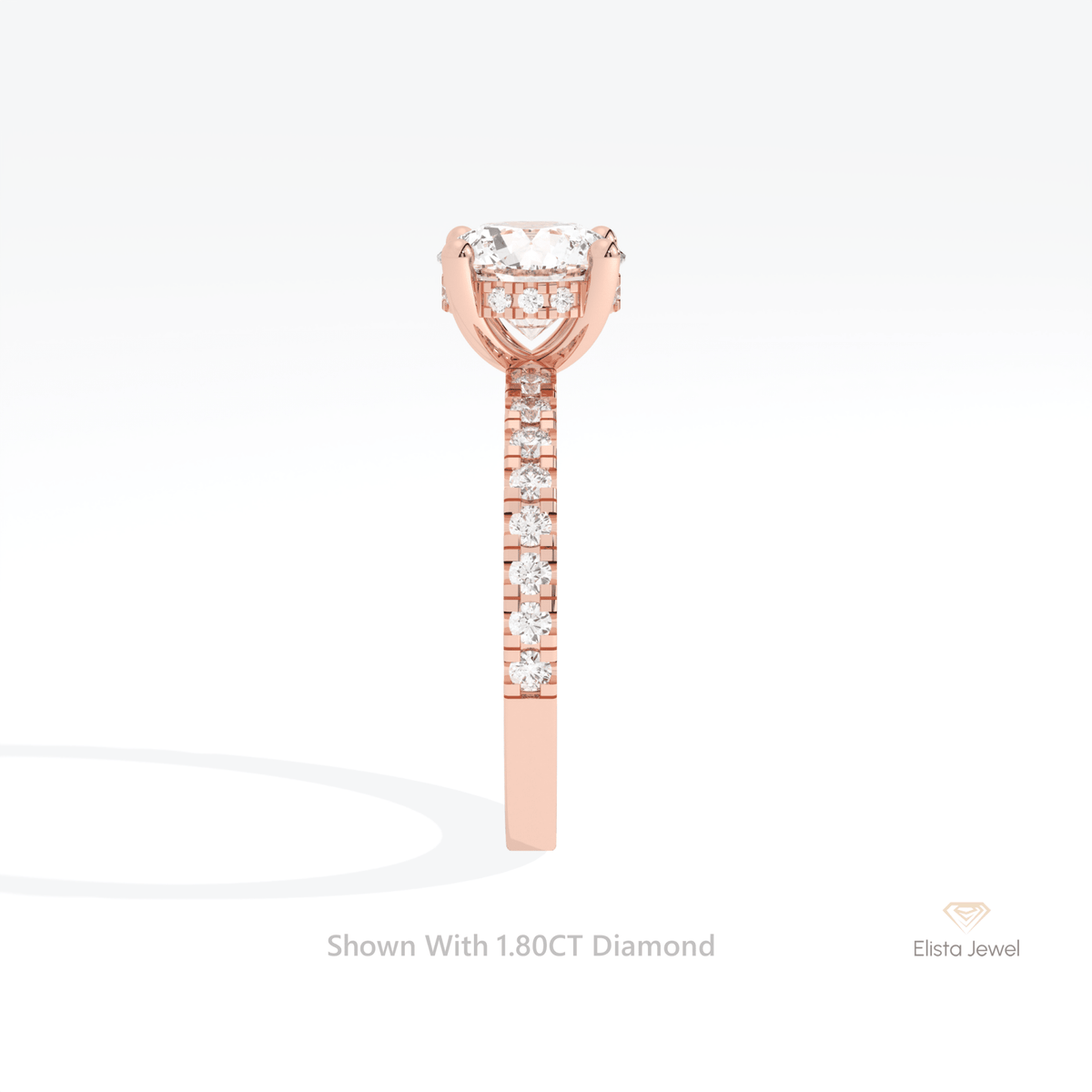 Round Cut Hidden Halo Engagement Lab Grown Diamond Ring in 14K White Gold - Top View