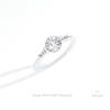 Round Cut Hidden Halo Three Stone Lab Grown Diamond Ring in 14K Rose Gold - Profile View