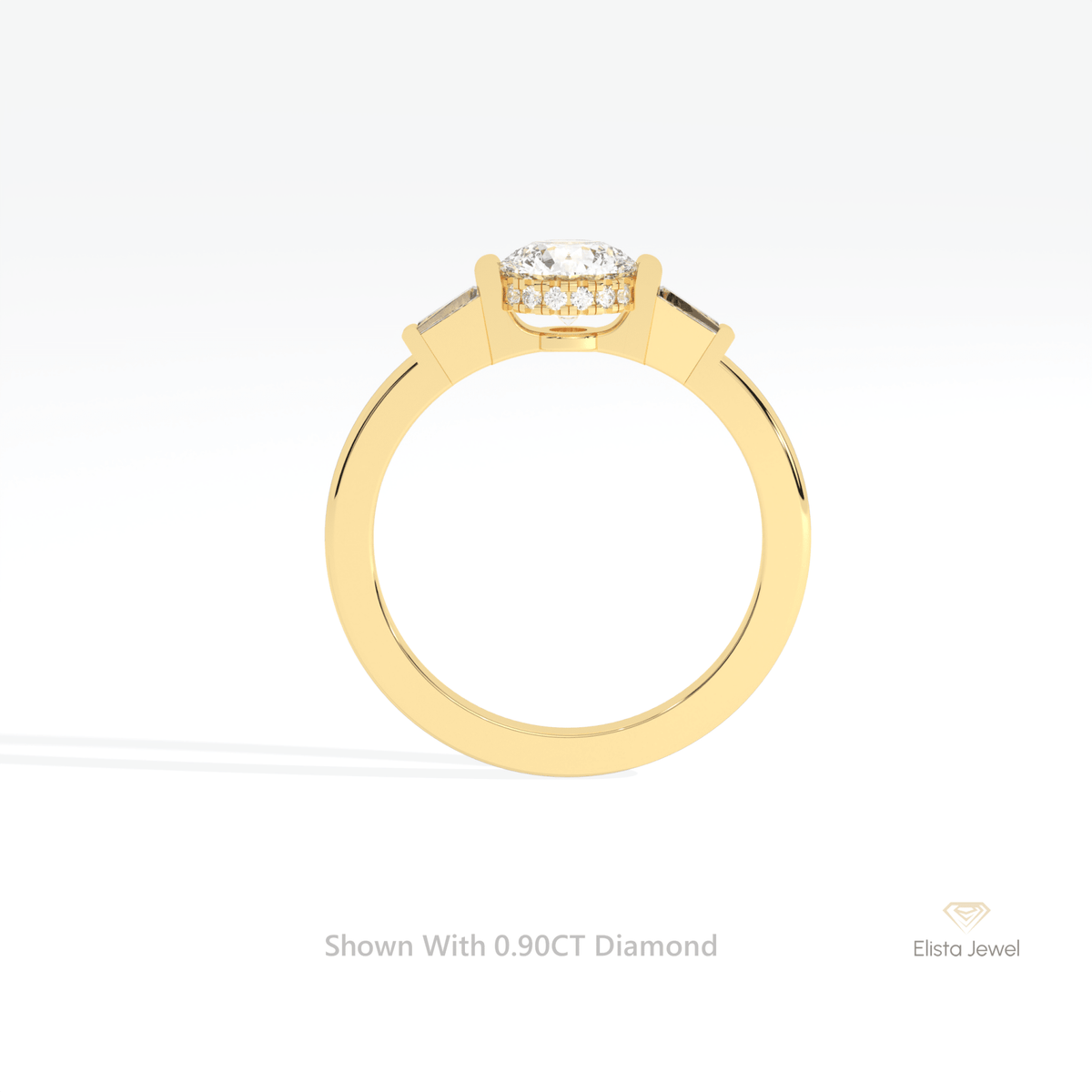 Round Cut Hidden Halo Three Stone Lab Grown Diamond Ring - Alternative View