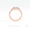 Round Cut Hidden Halo Three Stone Lab Grown Diamond Ring in 10K Rose Gold - Angled View