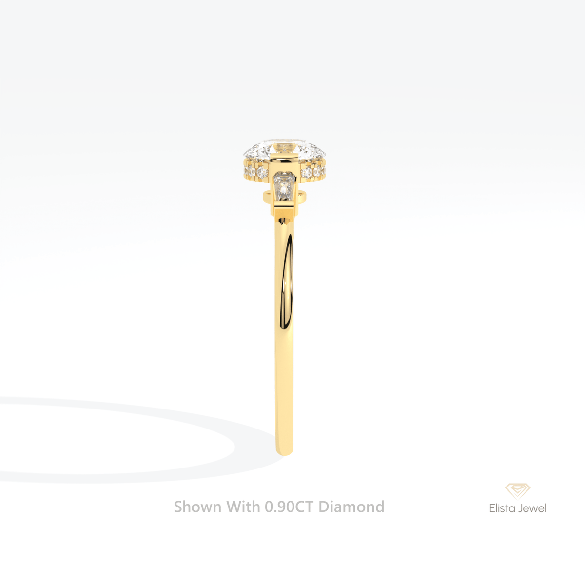 Round Cut Hidden Halo Three Stone Lab Grown Diamond Ring - Additional View