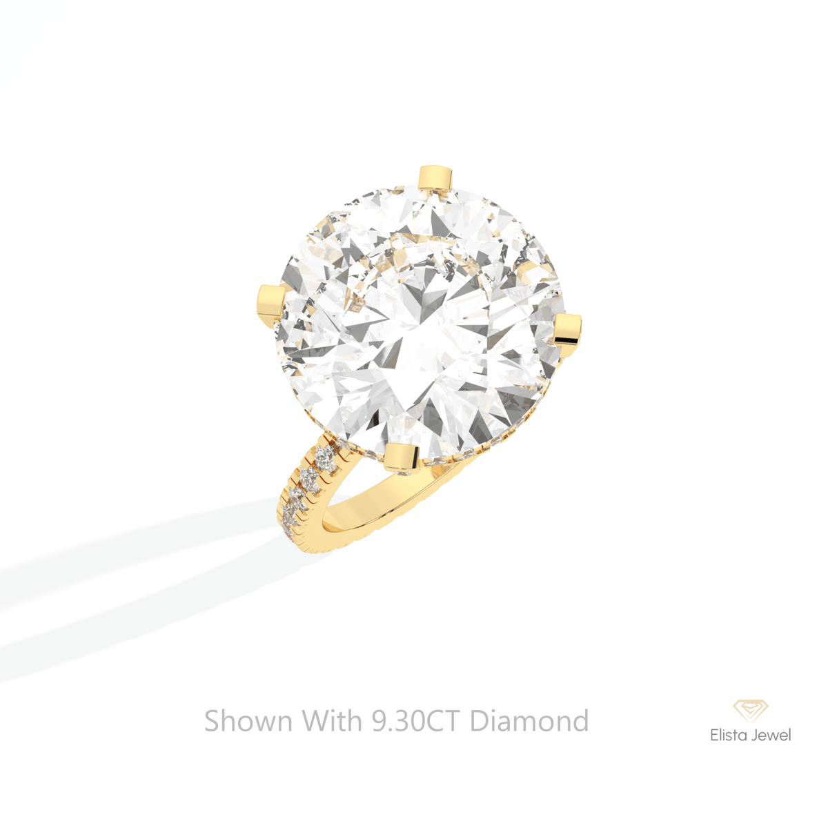 Round Cut Hidden Halo Wedding Lab Grown Diamond Ring in 10K Yellow Gold - Side View