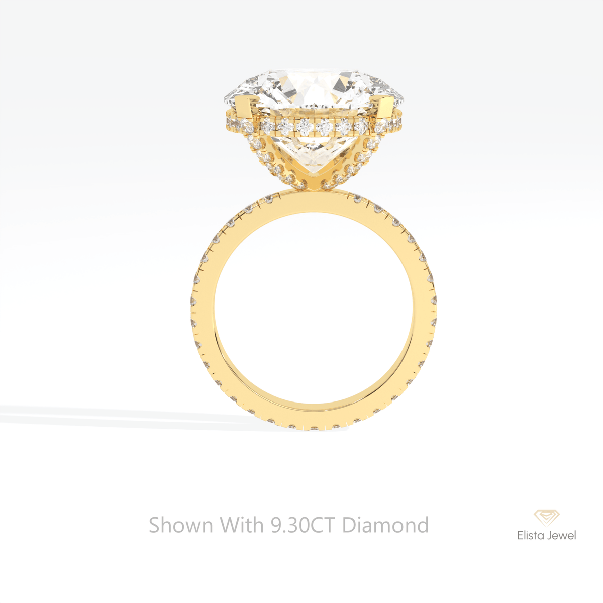 Round Cut Hidden Halo Wedding Lab Grown Diamond Ring in 10K Rose Gold - Angled View