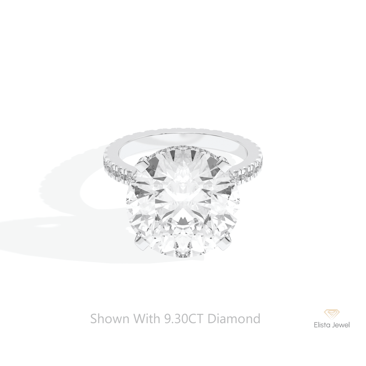 Round Cut Hidden Halo Wedding Lab Grown Diamond Ring in 14K Yellow Gold - Detail View