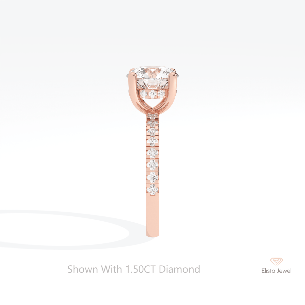 Round Cut Hidden Halo Wedding Lab Grown Diamond Ring - Additional View