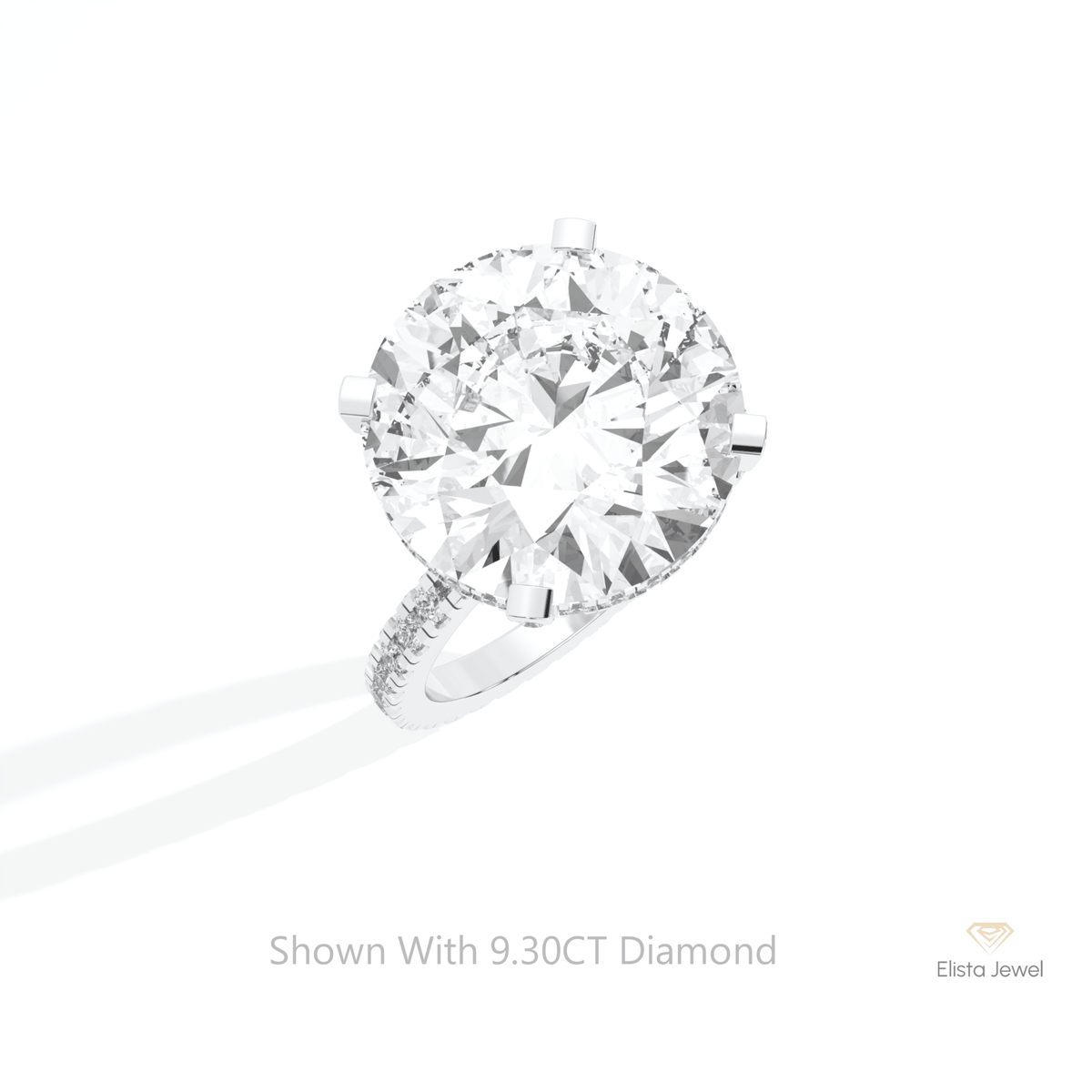 Round Cut Hidden Halo Wedding Lab Grown Diamond Ring in 14K Rose Gold - Profile View