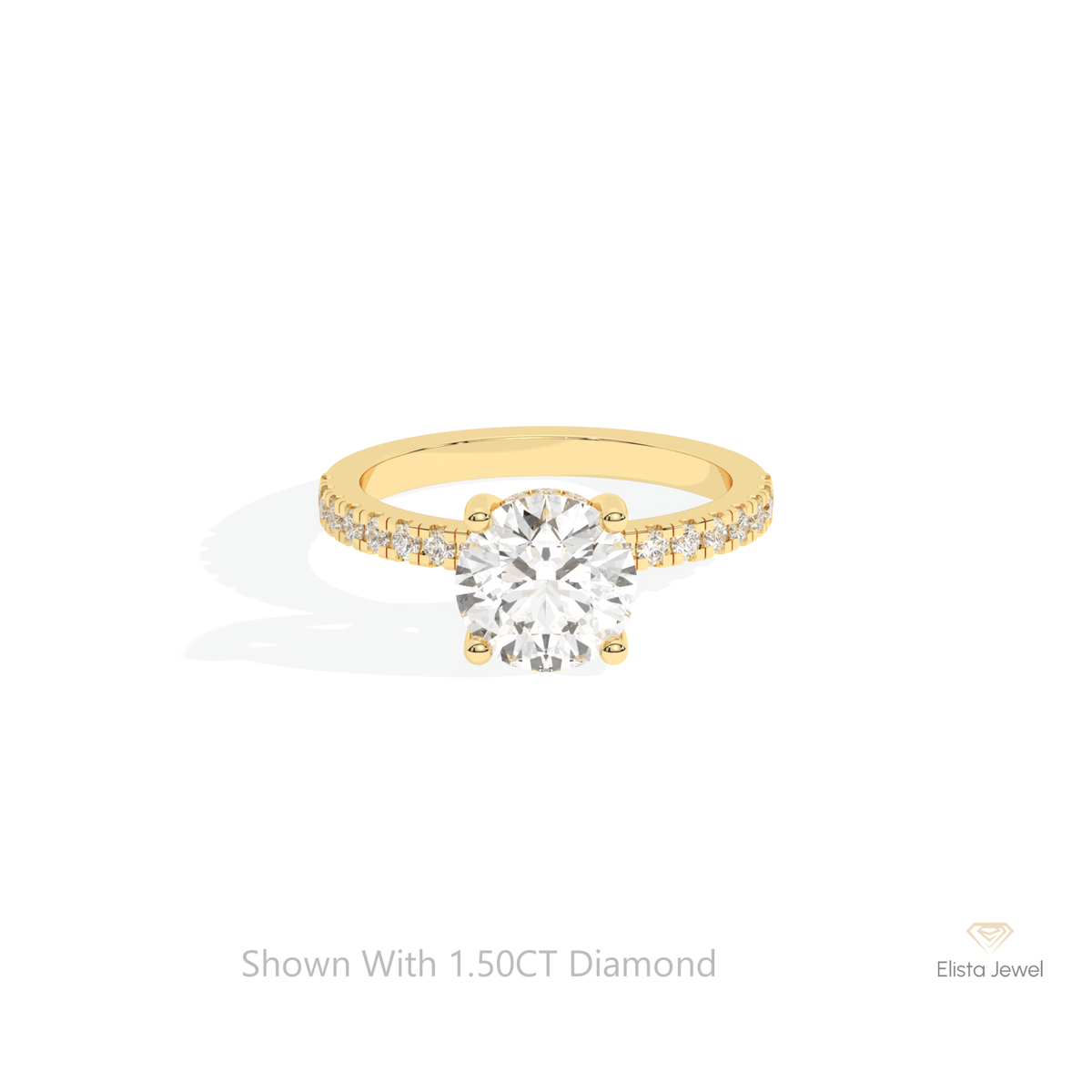 Round Cut Hidden Halo Wedding Lab Grown Diamond Ring in 10K White Gold - Front View