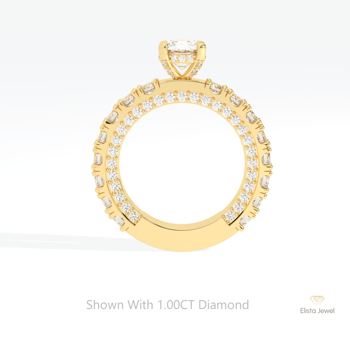 Round Cut Hidden Halo Wedding Lab Grown Diamond Ring in 10K Rose Gold - Angled View