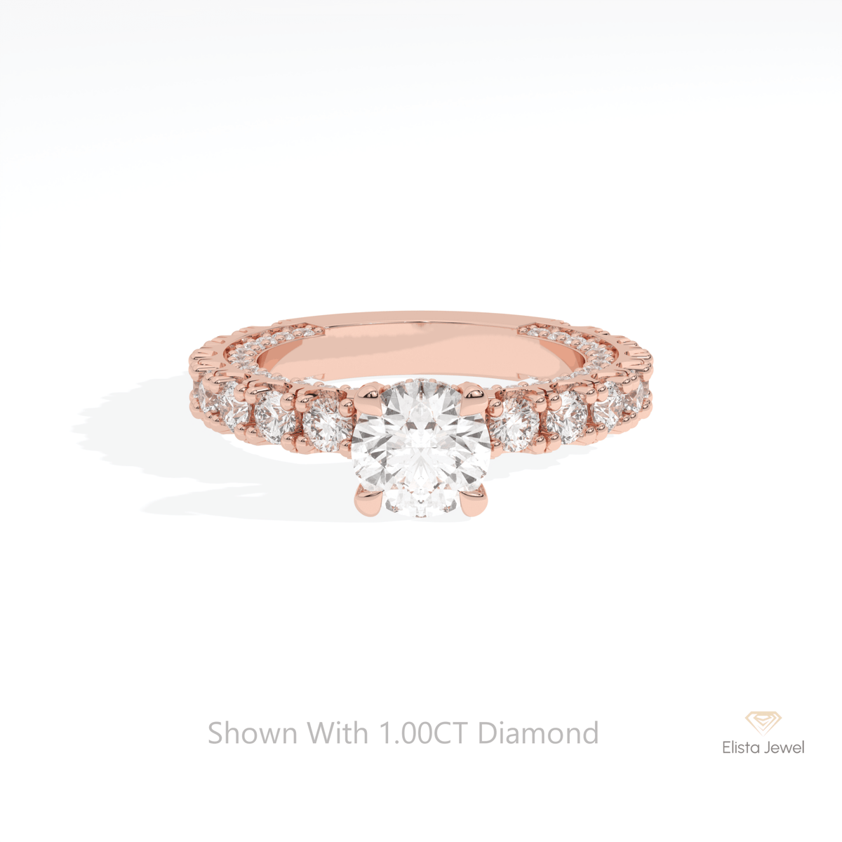 Round Cut Hidden Halo Wedding Lab Grown Diamond Ring in Platinum - Lifestyle View