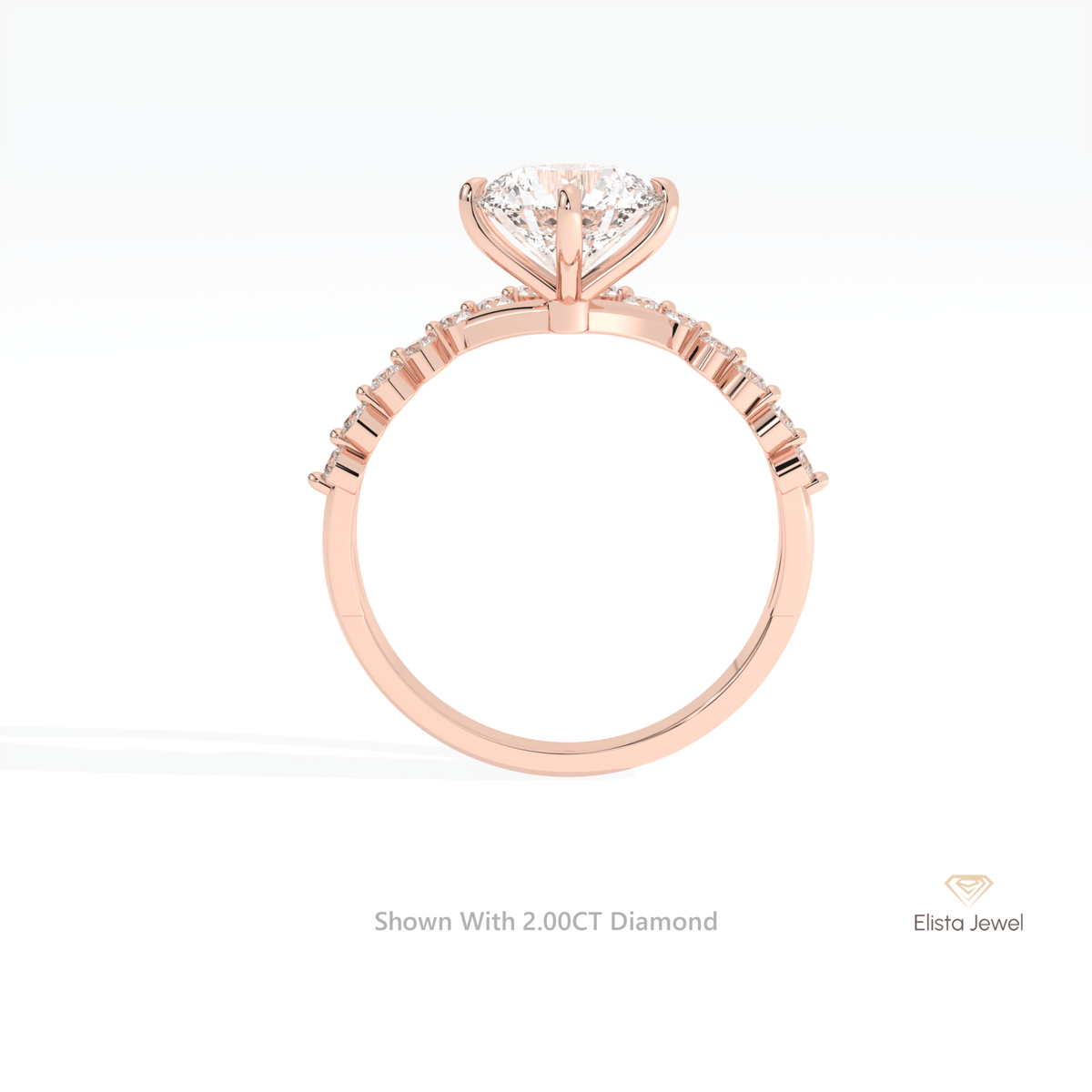 Round Cut Solitaire Accent Engagement Lab Grown Diamond Ring - Alternative View