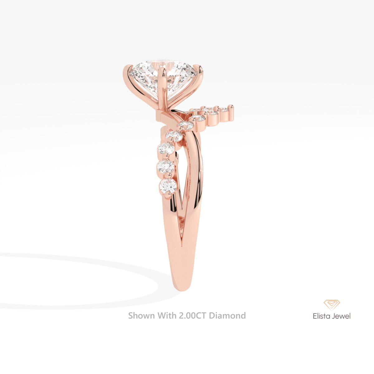 Round Cut Solitaire Accent Engagement Lab Grown Diamond Ring - Additional View