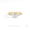 Round Cut Solitaire Accent Lab Grown Diamond Ring in 14K Yellow Gold - Detail View