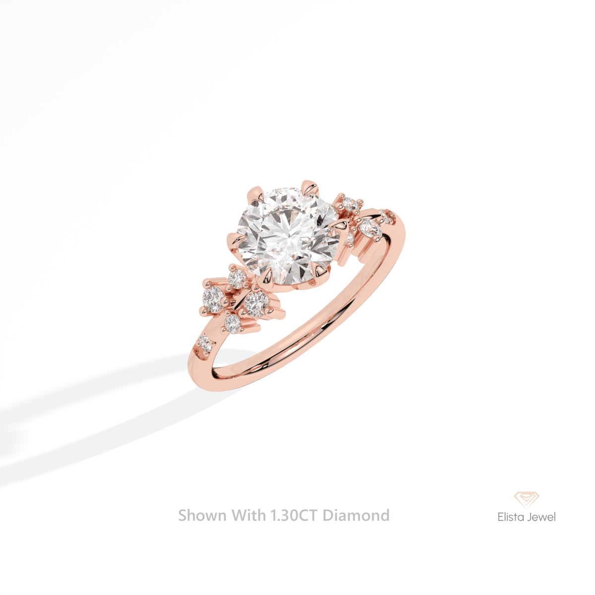 Round Cut Solitaire Accent Lab Grown Diamond Ring in Platinum - Lifestyle View