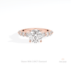 Round Cut Solitaire Accent Lab Grown Diamond Ring in 18K Rose Gold - Ring on Hand View