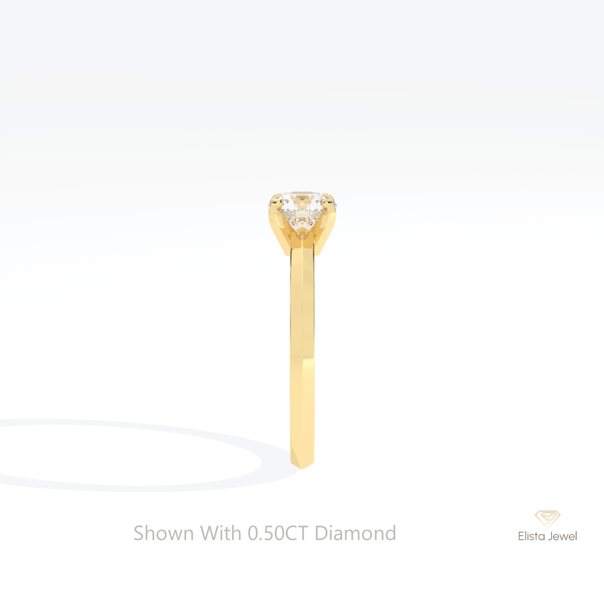Round Cut Solitaire Engagement Lab Grown Diamond Ring in 14K White Gold - Top View
