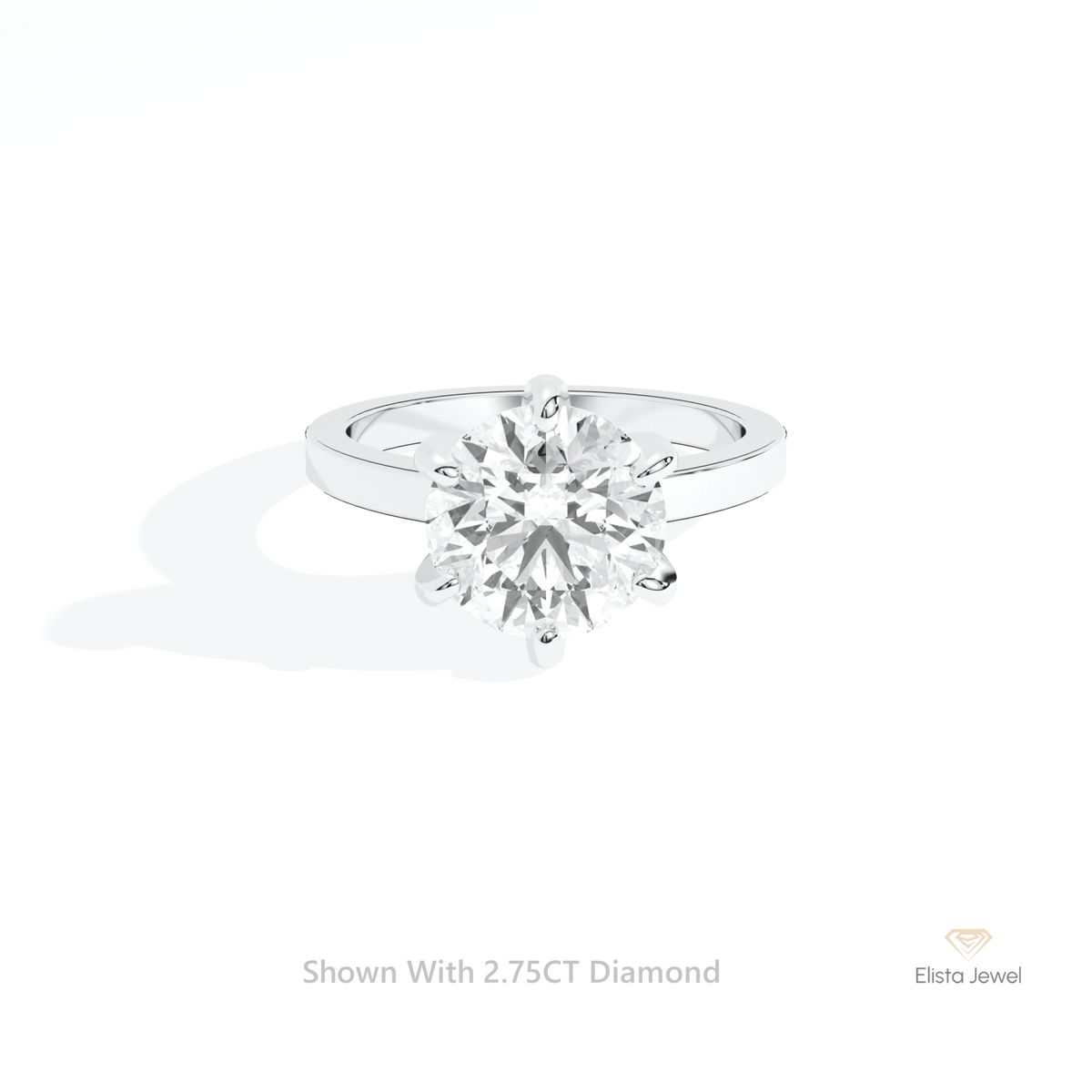 Round Cut Solitaire Engagement Lab Grown Diamond Ring in 14K Yellow Gold - Detail View
