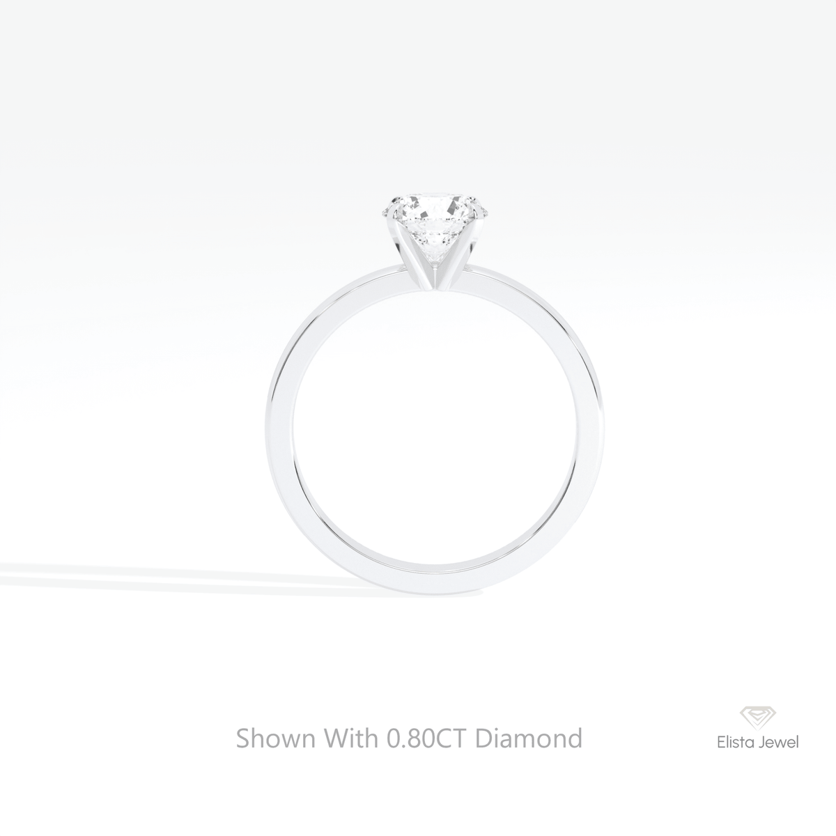 Round Cut Solitaire Engagement Lab Grown Diamond Ring in 18K White Gold - Close-up View
