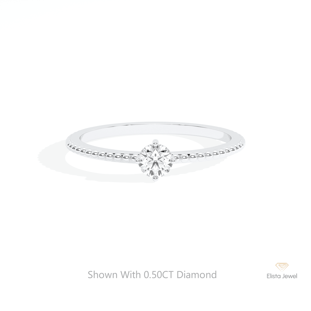 Round Cut Solitaire Engagement Lab Grown Diamond Ring in 14K Yellow Gold - Detail View