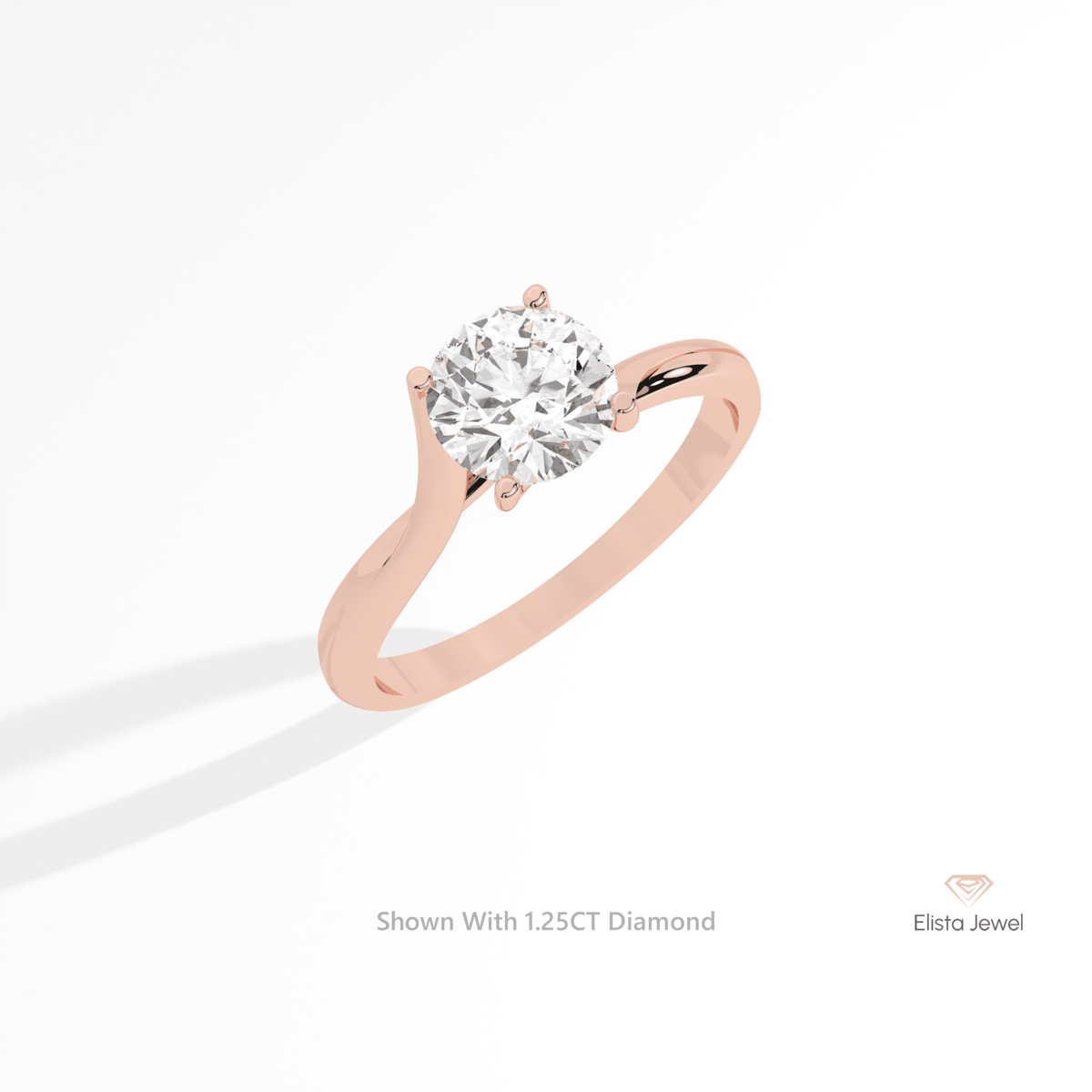 Round Cut Solitaire Engagement Lab Grown Diamond Ring in 10K Yellow Gold - Side View