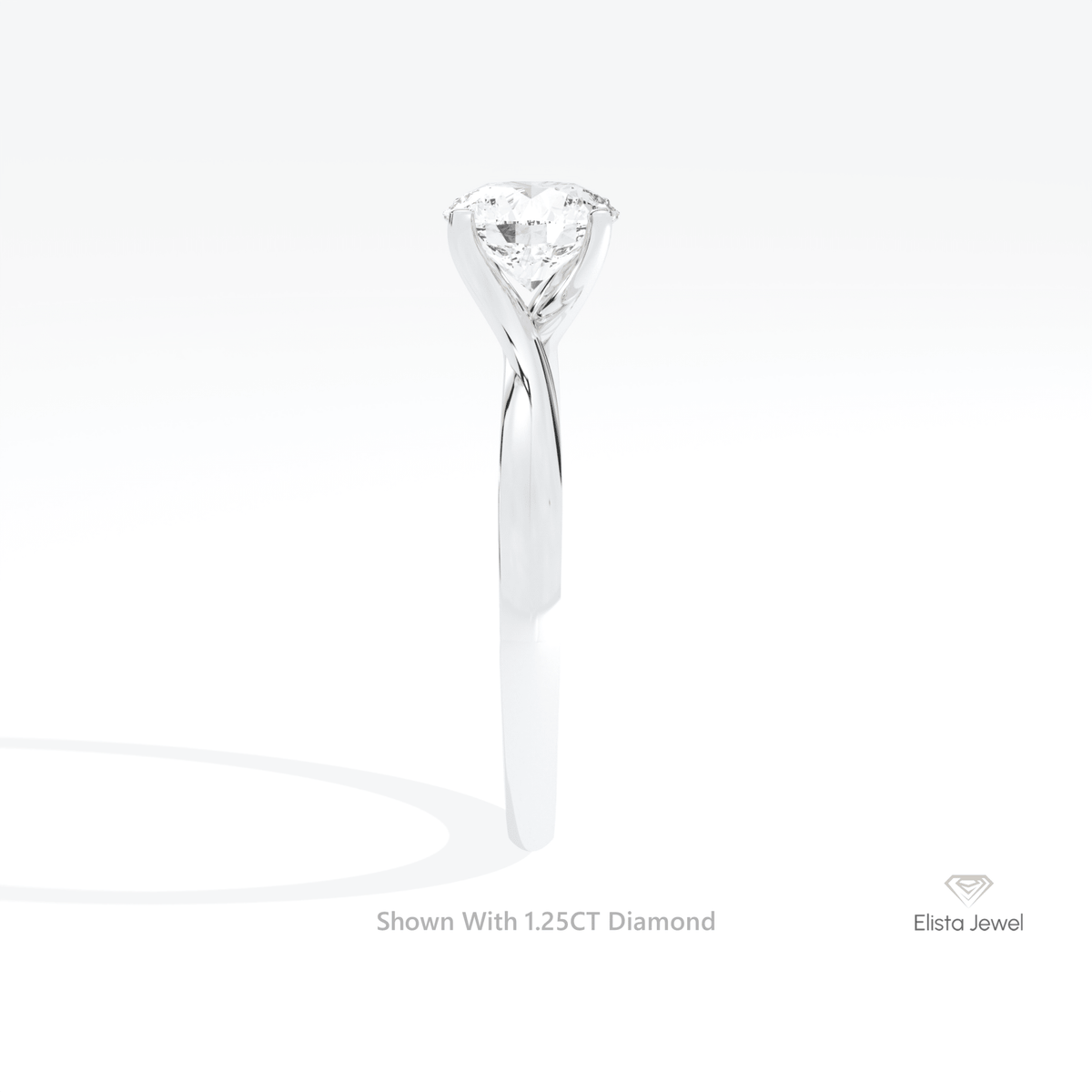 Round Cut Solitaire Engagement Lab Grown Diamond Ring in 14K Rose Gold - Profile View