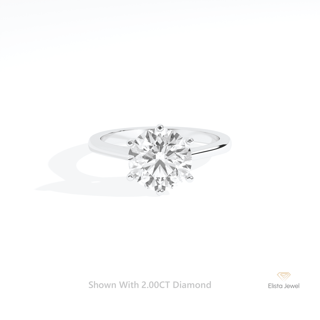 Round Cut Solitaire Engagement Lab Grown Diamond Ring in 10K White Gold - Front View