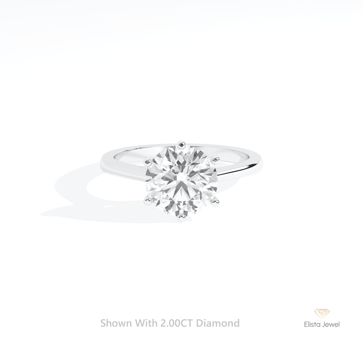 Round Cut Solitaire Engagement Lab Grown Diamond Ring in 10K White Gold - Front View