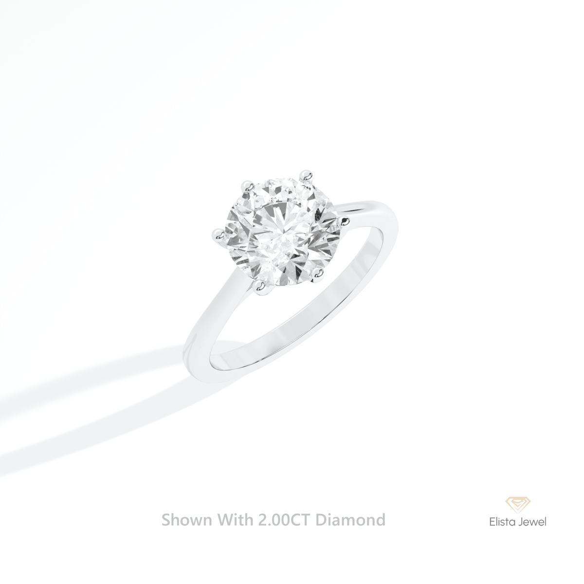 Round Cut Solitaire Engagement Lab Grown Diamond Ring in 10K Yellow Gold - Side View