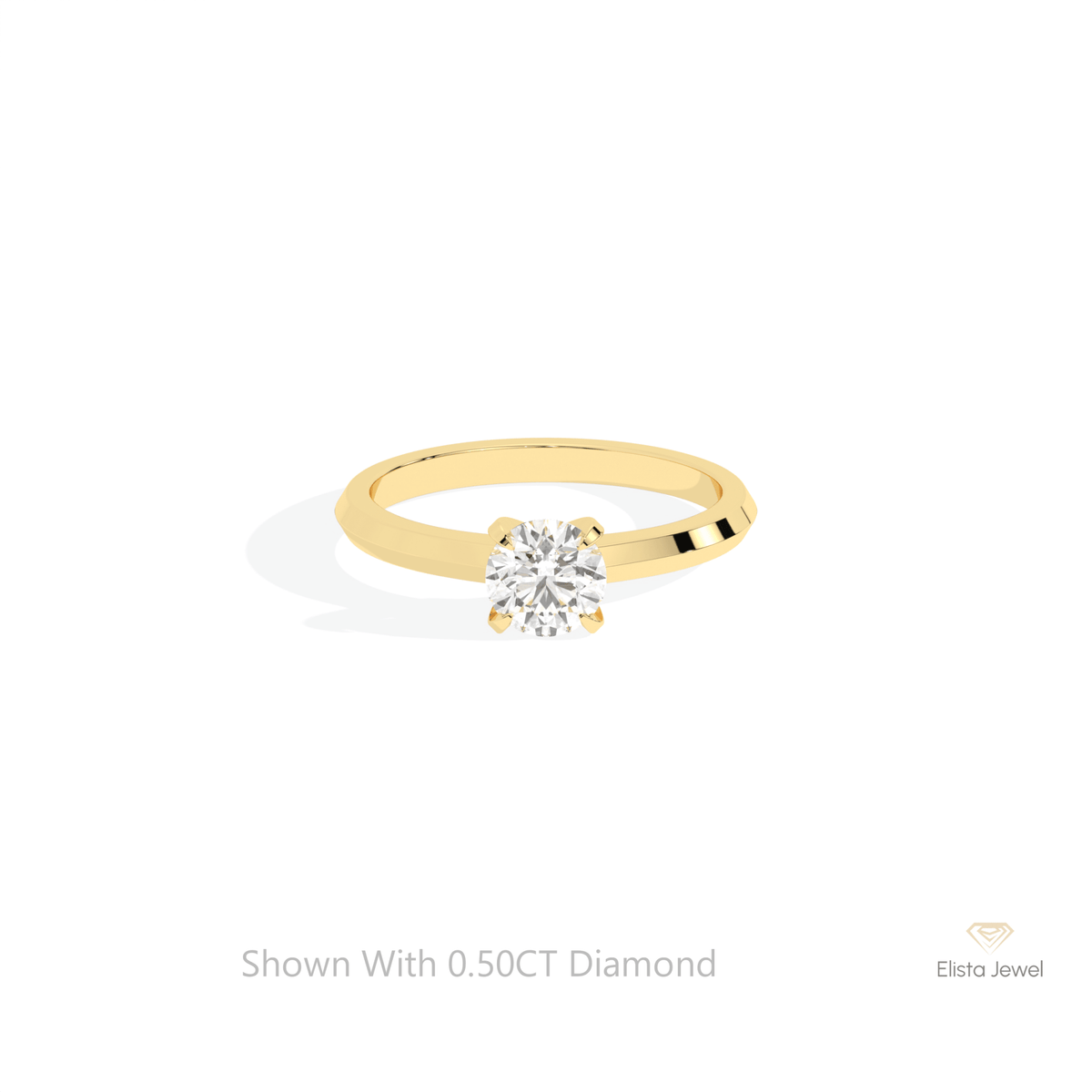 Round Cut Solitaire Engagement Lab Grown Diamond Ring in 10K White Gold - Front View